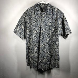 David Taylor blue floral button down shirt size xl